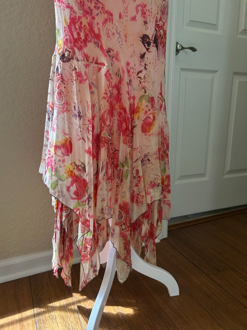 Vintage Lapis Silk Pink Floral Slip Dress - Picture 4 of 7